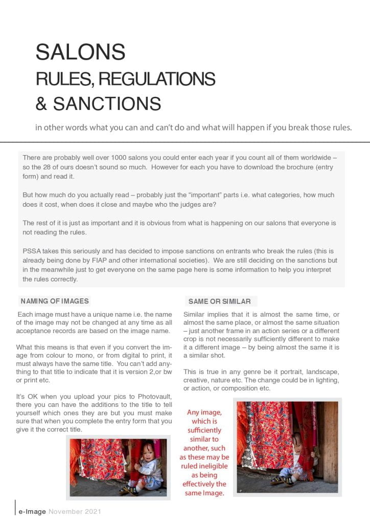 Salons Rules Regulations & Sanctions Photographic Society of South Africa