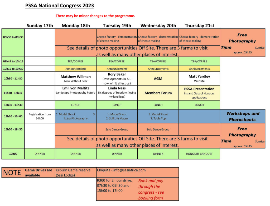 PSSA Congress 2023 – Photographic Society of South Africa