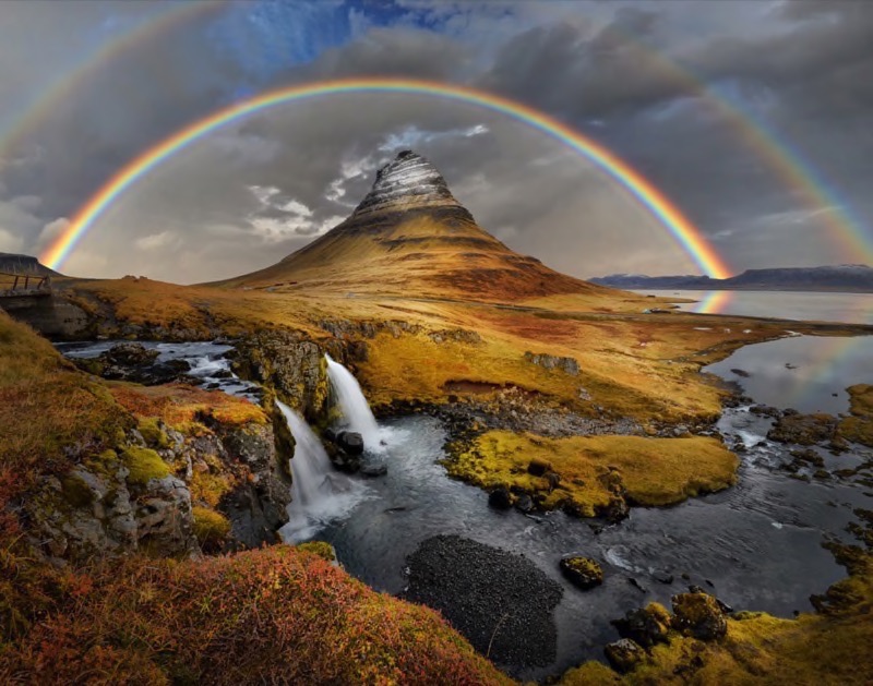 PSSA Gold-Scapes best panel   FIAP Ribbon-Rainbow over Kirkjufell-Peter Hammer-Australia