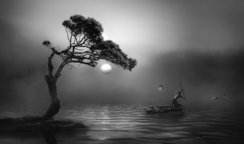 PSSA Silver Medal - Open - Monochrome - In twilight time dream with me awhile - Charlaine Gerber - Photo Challenge Camera Club