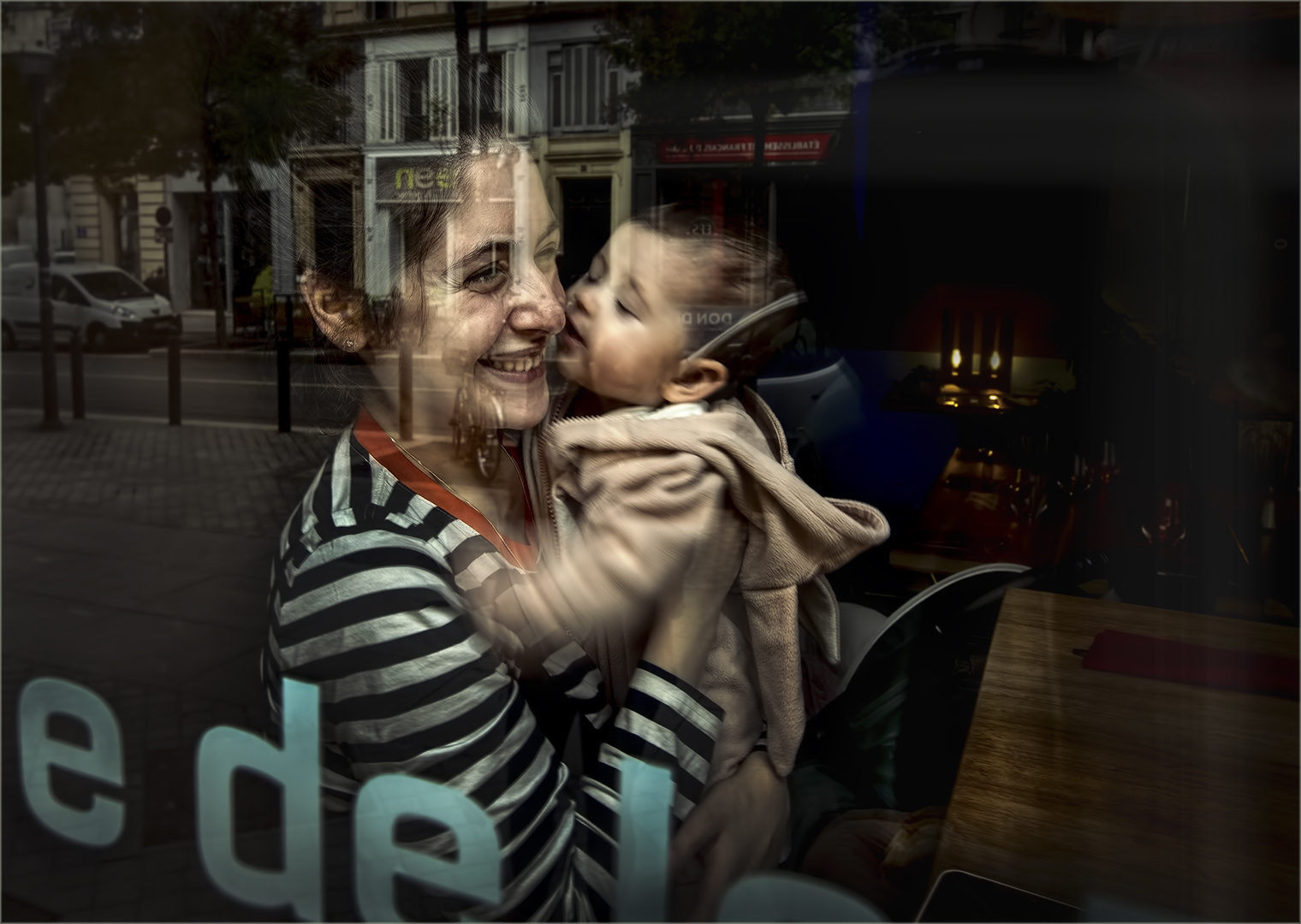 Kriel Silver-Street Photos Colour-power of mothers love through a window-Dries Fourie-Vereeniging