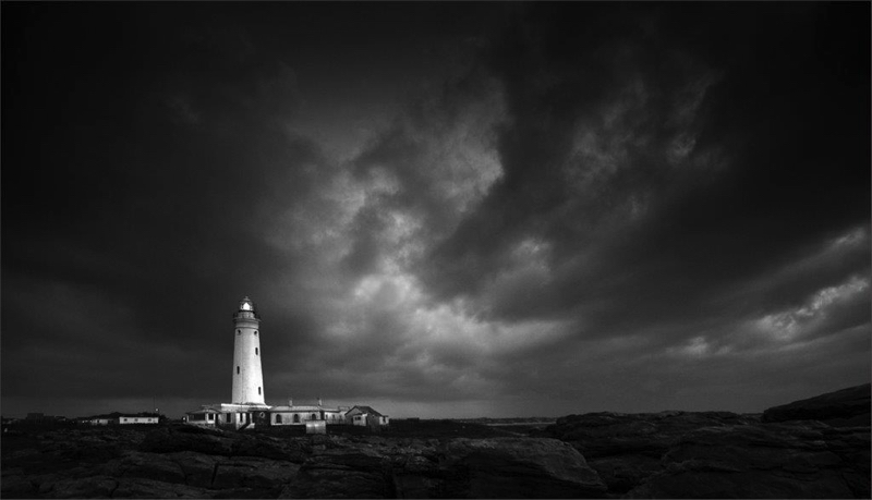 PSSA Silver Medal Open Monochrome Lighthouse in a storm Koos Fourie Vanderbijlpark