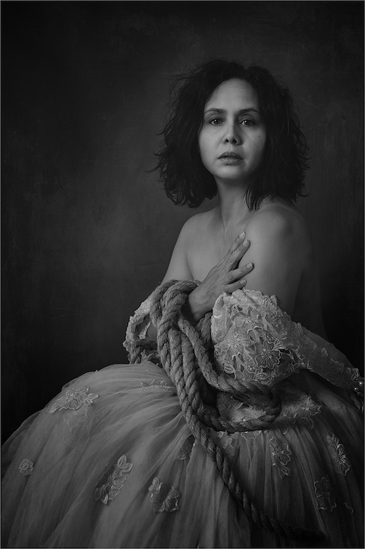 Club Medal - Portrait and Boudoir Monochrome - Vulnerable - Lynne Kruger-Haye - Tygerberg Photographic Society