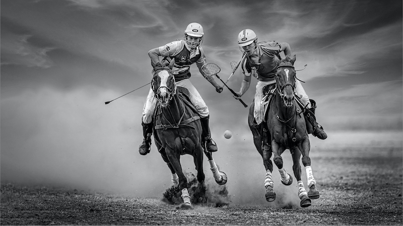 PSSA Silver Medal-Open Monochrome-Ball control on a gallop bw-Johan Coetzee-Sasol Highveld Photography Club