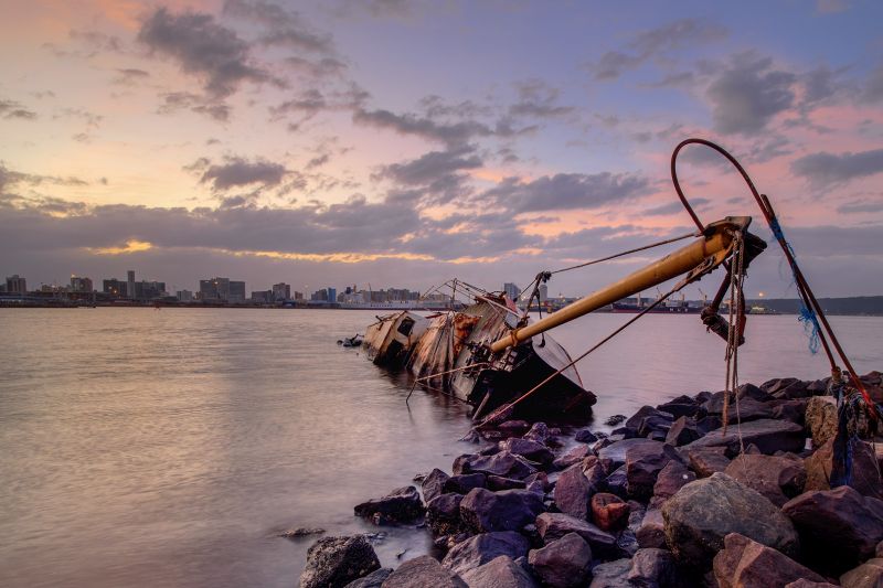 Sandton Camera Club Bronze Medal - Scapes Colour - The Sunken Yacht - Robbie Aspeling - Sandton Photographic Society