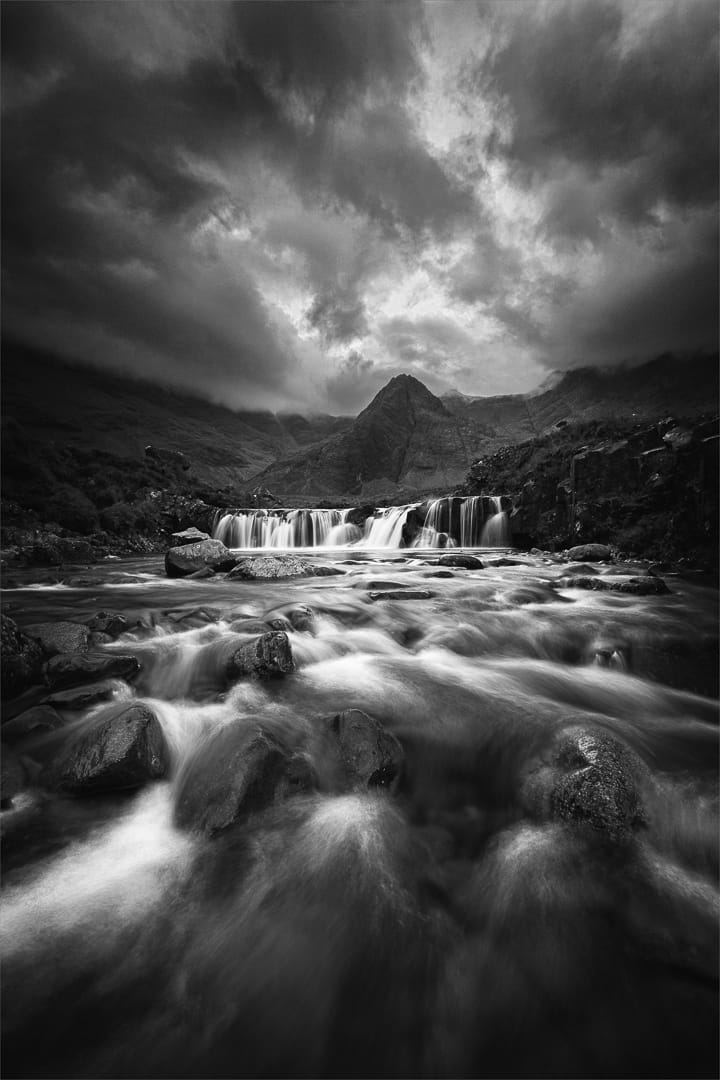 Category Runner Up-Club Medal -Prints Open-Monochrome-Gloomy Fairy Pools-Alta Oosthuizen-National Photographic Club