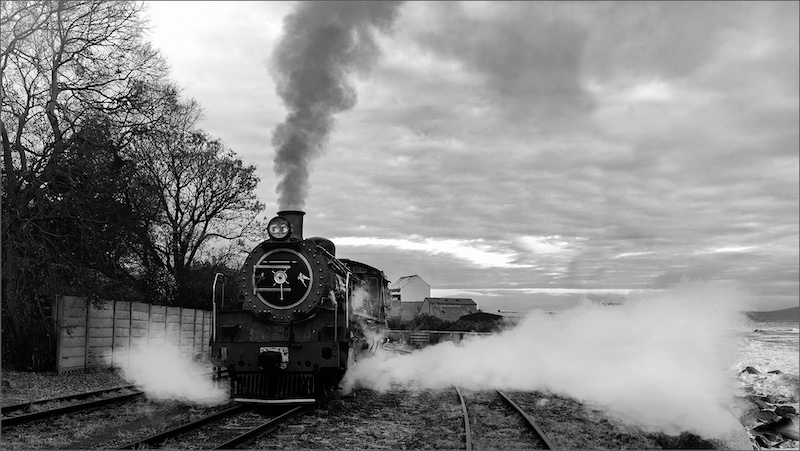 Gerhard Grove - Magalies Foto Fun Club - Steam locomotive letting off steam BW