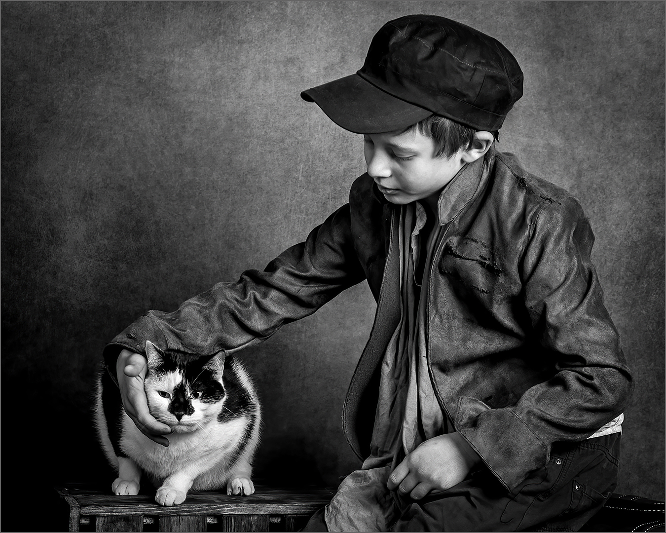 TPS Club Medal  - Open Monochrome - Boy and his Cat   - Stephen Kangisser - Sandton Photographic Society