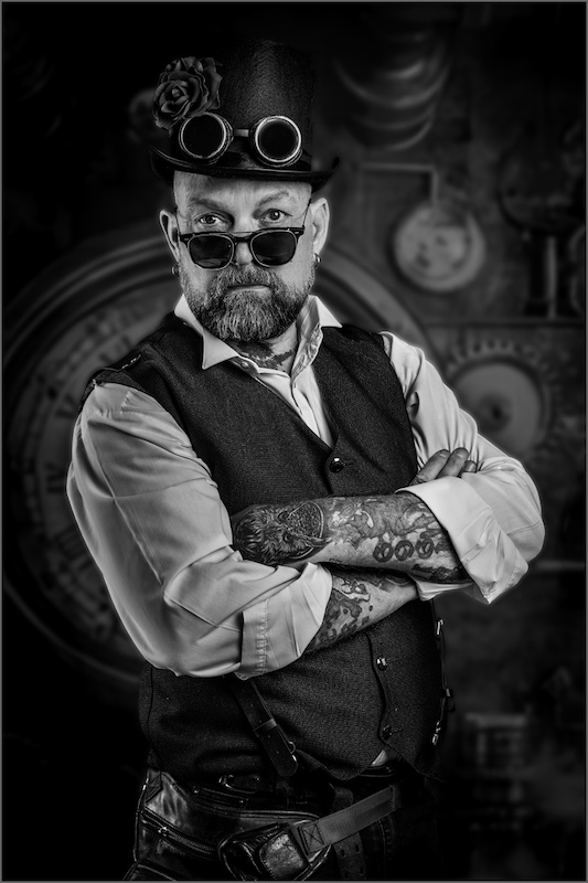 Kroonstad Fotoklub Bronze Medal - Human Portraits - Steam Punk Portrait in Mono - Stephen Kangisser - Sandton Photographic Society